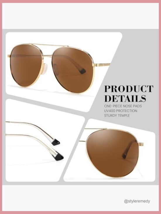 Polarized Aviator Sunglasses with UV Protection and Tangle-Free Design main image 4